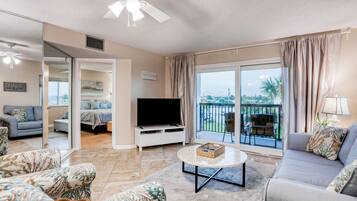 TV, DVD player, books, video library