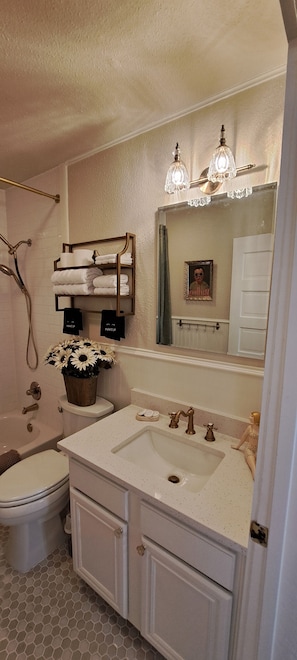 Sèche-cheveux, serviettes fournies, savon, papier toilette