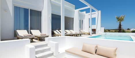 Premier villa, balkon, uitzicht op zee | Terras