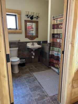 Shower, toilet paper - •   Modern Cedar Studio Great Views of Big Sand Lake with fireplace (Park Rapids)