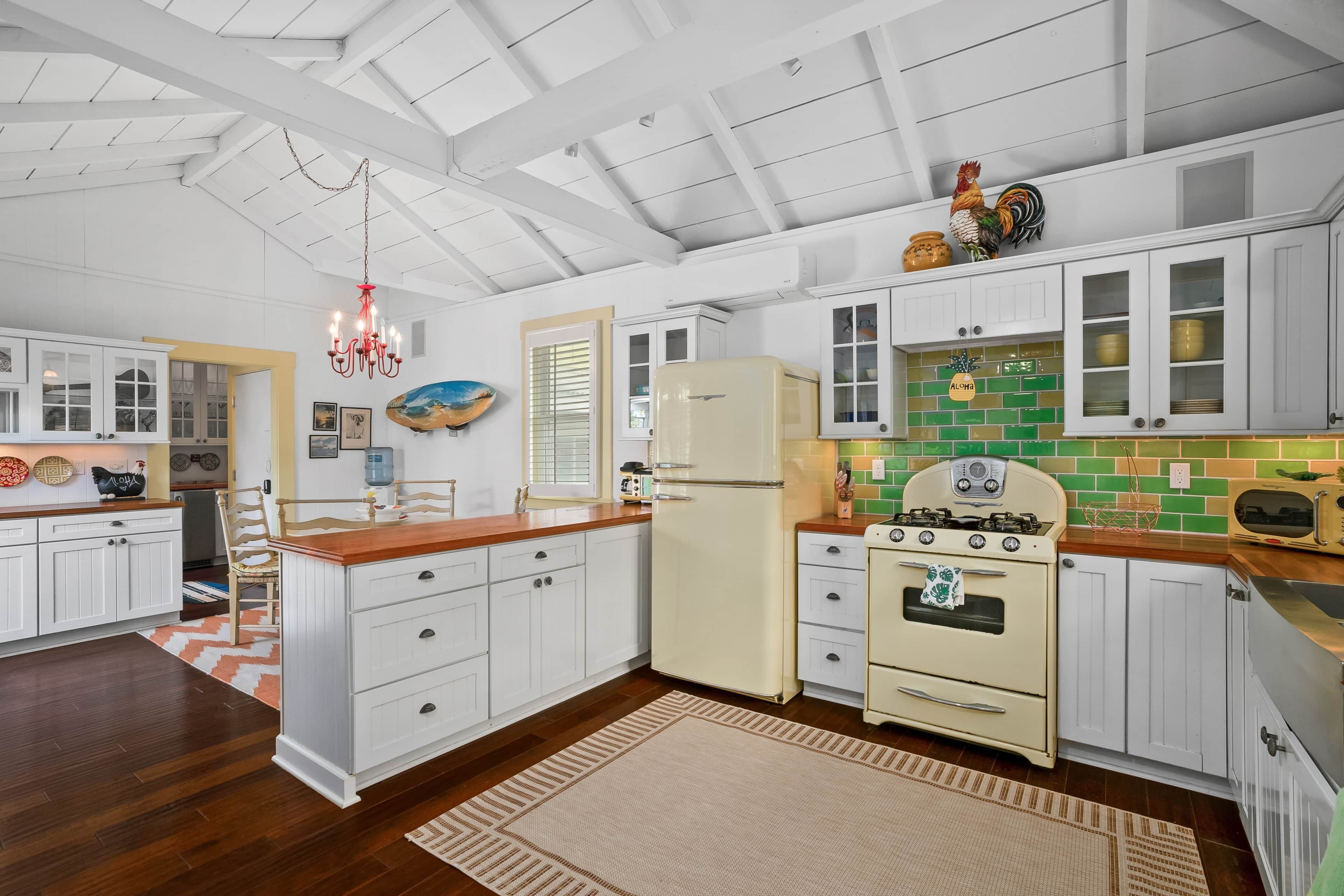 Fridge, microwave, oven, dishwasher