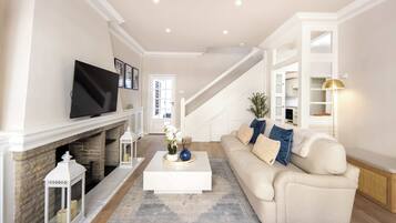 TV, fireplace, offices