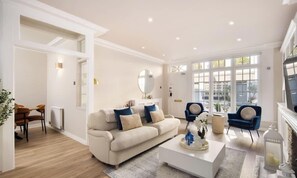 Télévision, cheminée, espaces bureaux