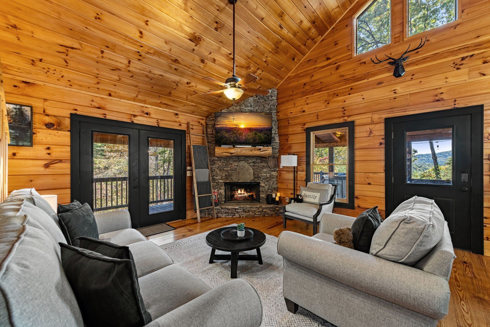 Smart TV, fireplace, video games