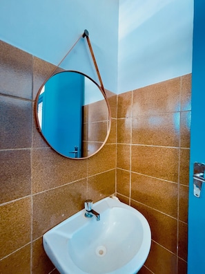 Shower, towels, toilet paper
