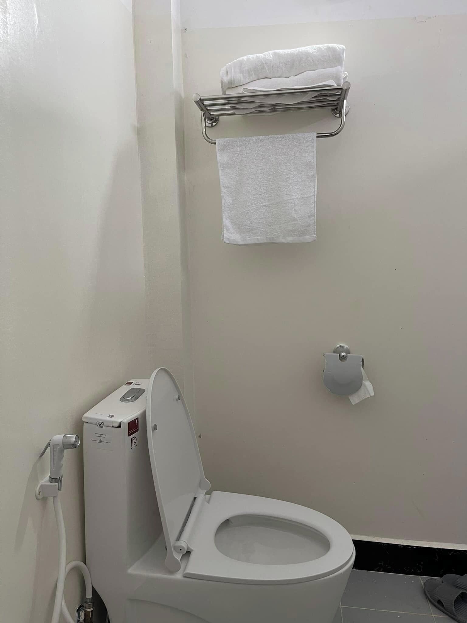 Shower, hair dryer, soap, shampoo