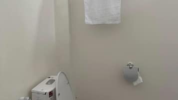 Douche, sĂšche-cheveux, savon, shampoing