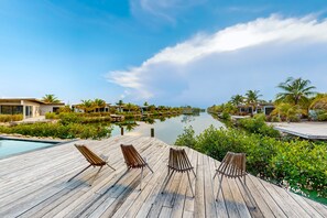 Pool - Water-view villa with plunge pool, private deck, full kitchen & partial AC (Placencia)