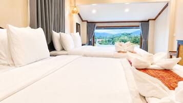 Suíte estúdio luxo, vista para a montanha | Roupas de cama premium