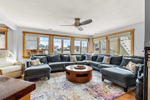 TV, fireplace, offices