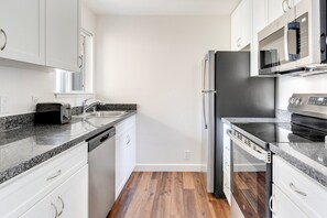 Fridge, microwave, oven, dishwasher