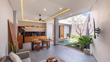 GRAND 1-Bedroom Pool Villa | Living area | 42-inch flat-screen TV with digital channels, Netflix