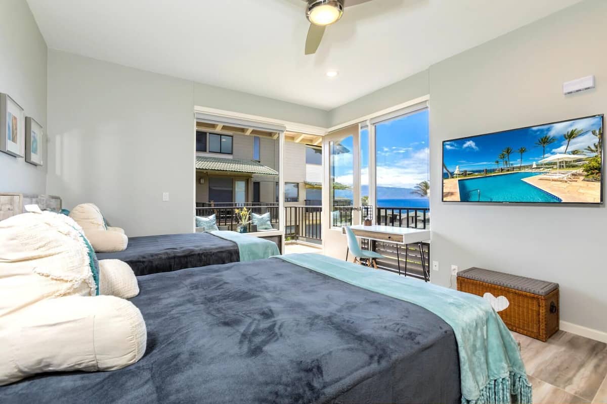 1 bedroom, laptop workspace, iron/ironing board, bed sheets