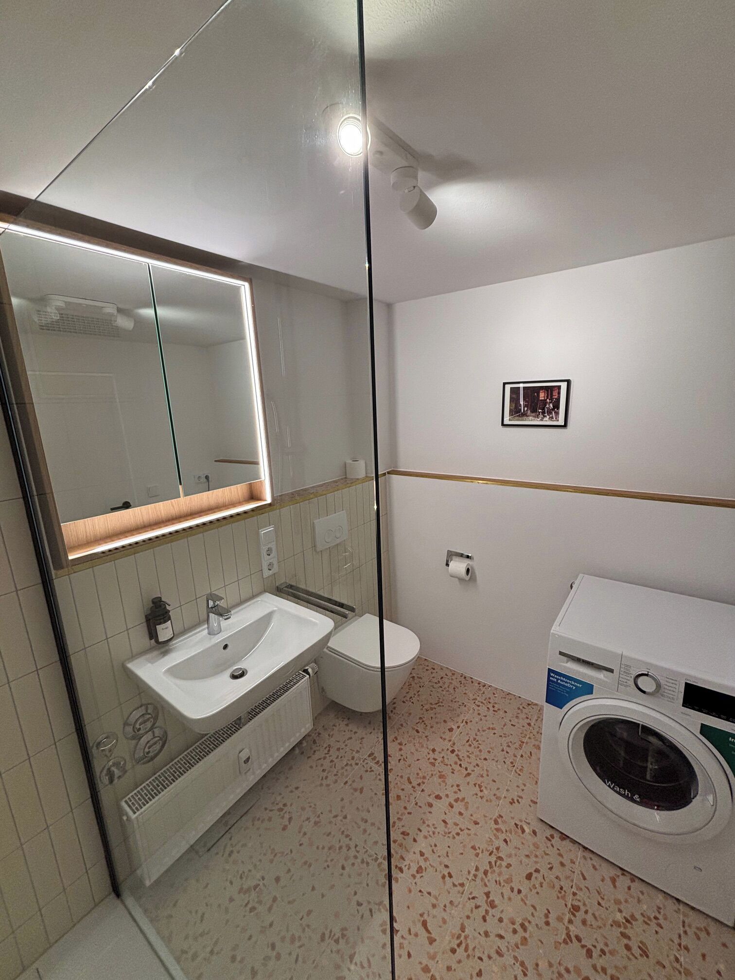 Ducha, secador de pelo y toallas