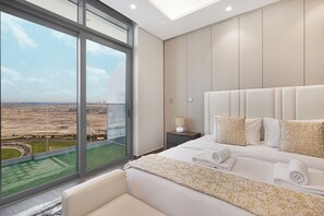 Egyptian cotton sheets, premium bedding, desk, laptop workspace