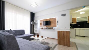 Apartamento família | Cortinas blackout, quartos à prova de som, ferros/tábuas de passar roupa