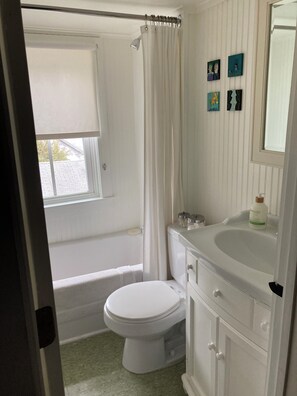Dusche, Haartrockner, HandtĂŒcher, Seife