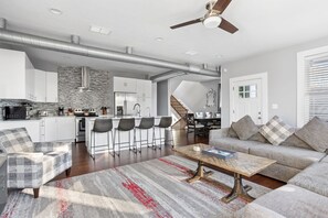 TV, fireplace, offices