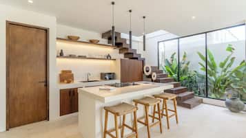 Villa, 2 Bedrooms, Private Pool | Private kitchen | Full-sized fridge, stovetop, coffee/tea maker, cookware/dishes/utensils