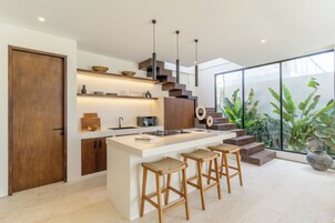 Villa, 2 Bedrooms, Private Pool | Private kitchen | Full-size fridge, stovetop, coffee/tea maker, electric kettle