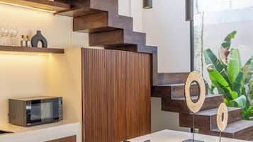 Villa, 2 Bedrooms, Private Pool | Private kitchen | Full-sized fridge, stovetop, coffee/tea maker, cookware/dishes/utensils