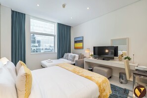 Luxury Studio, Balcony, City View | Iron/ironing board, free WiFi