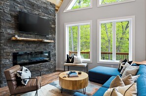 Smart TV, fireplace, video games