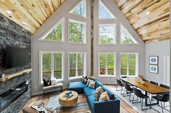 Smart TV, fireplace, video games