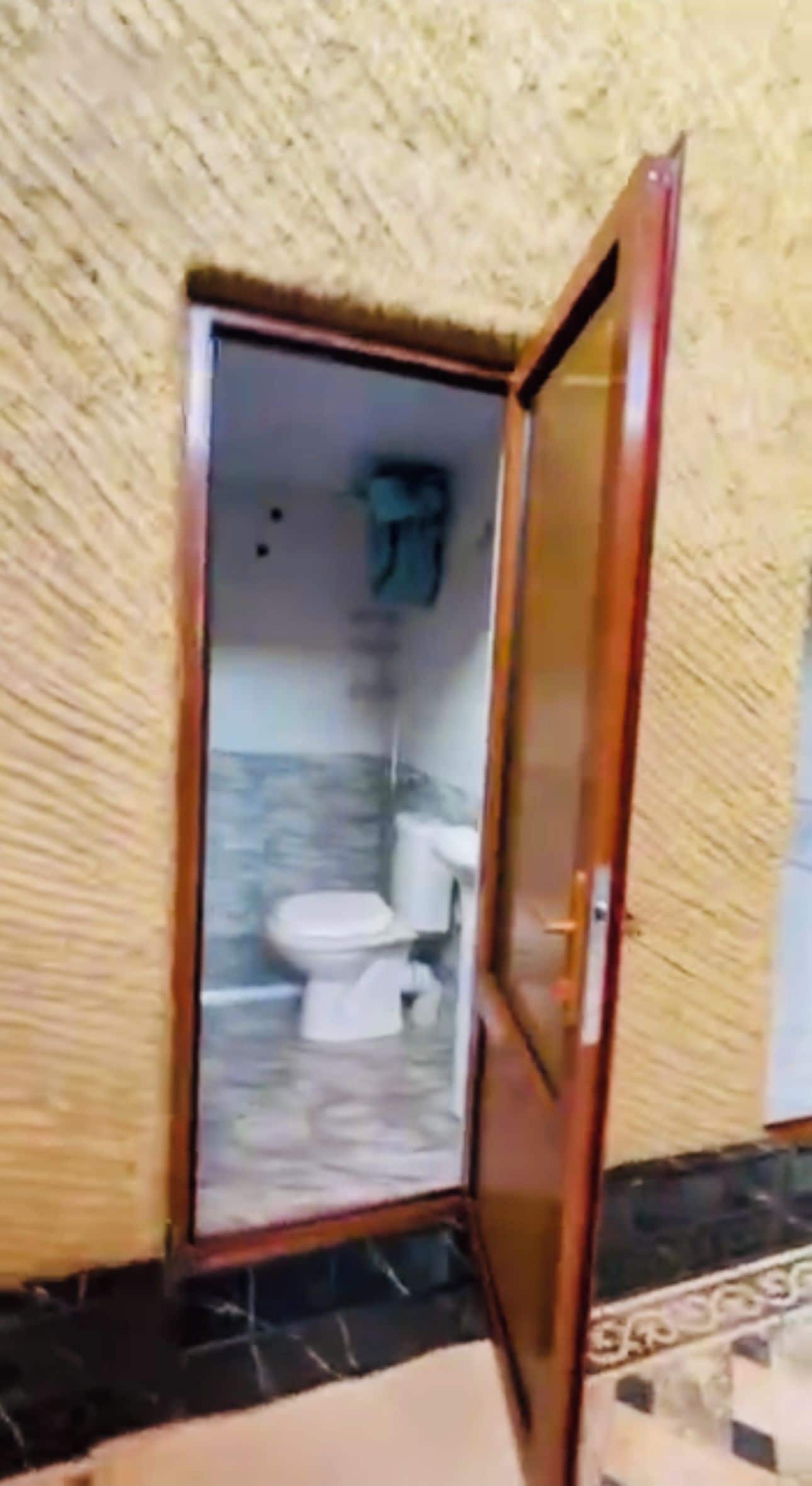 Un baño con inodoro y ducha.