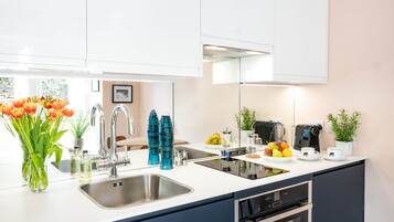 Kühlschrank, Mikrowelle, Ofen, Herdplatte