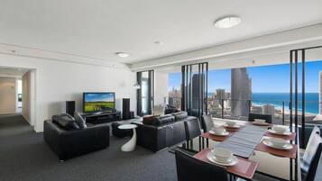 Apartment, Balcony, Ocean View | Living area | 45-inch Smart TV with cable channels