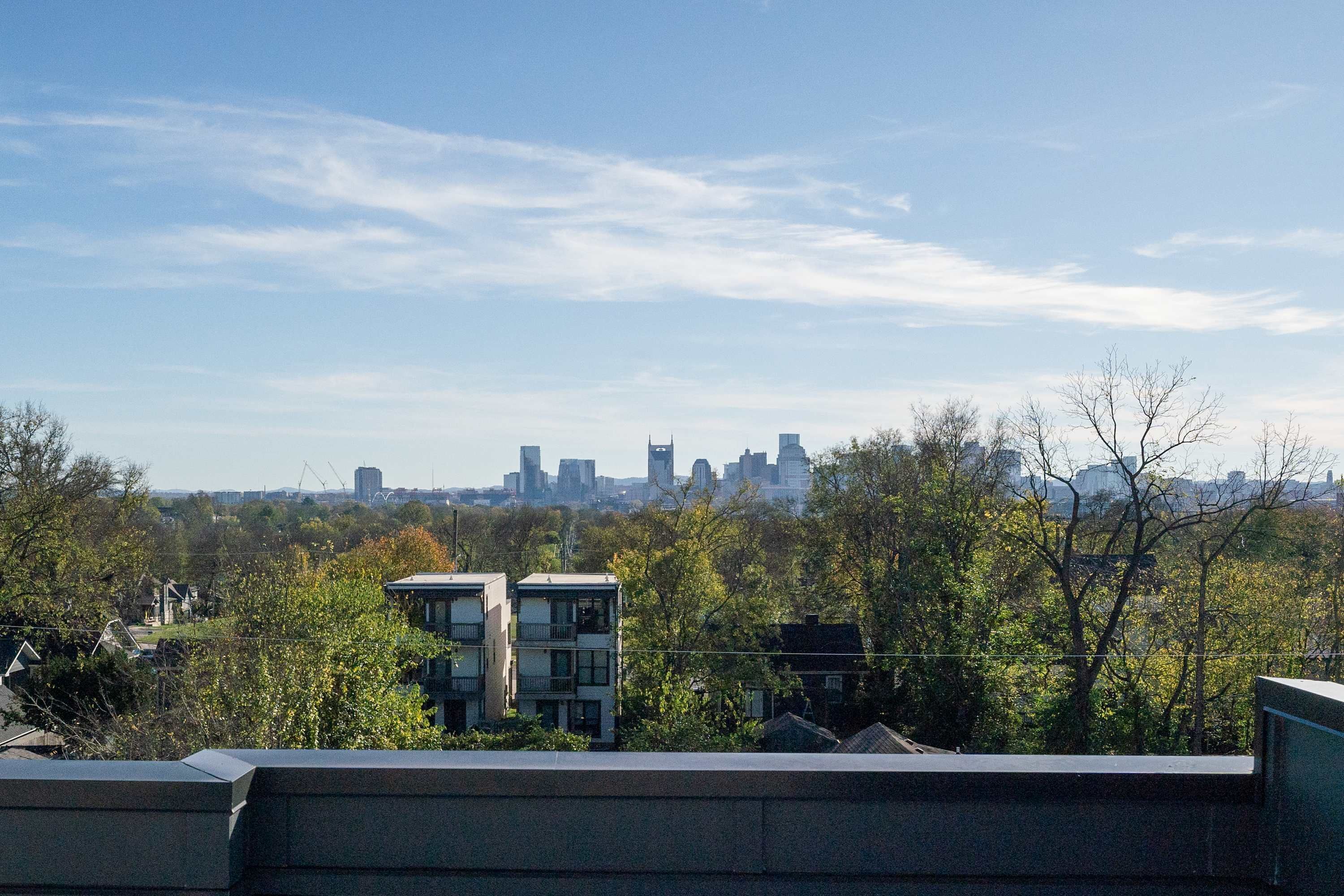 Un horizonte urbano con edificios modernos y un cielo despejado.