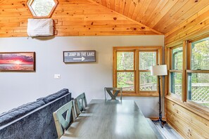 House (2 Bedrooms) | Interior - Sauna + Deck: Wooded Cabin on Lake Vermilion! (Tower)