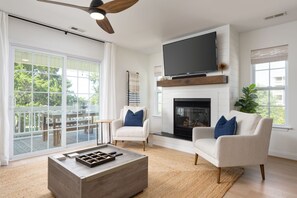 TV, fireplace, video games