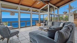 TV, books - Kukuiula Bay House By Parrish - Oceanfront Family Home (Koloa)