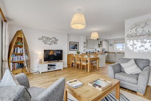 TV, DVD player, books