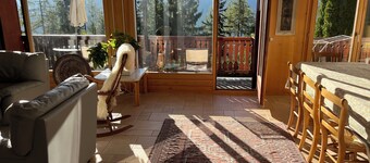 Sunny Flat in Mountain Chalet with Panoramic Views