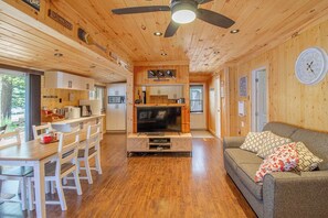 TV, fireplace, computer monitors