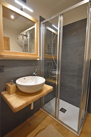 Shower, free toiletries, hair dryer, bidet