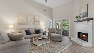 Smart TV, fireplace, video games, foosball