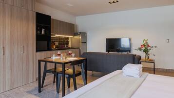 Desk, iron/ironing board, travel crib, WiFi