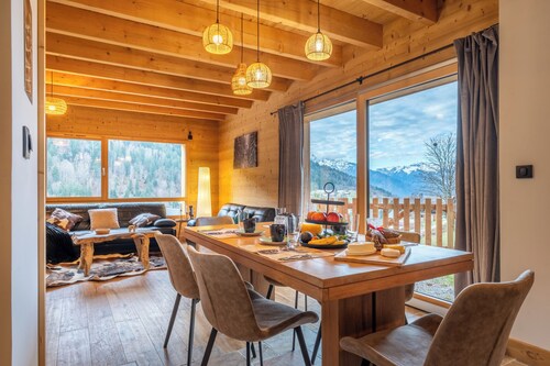 Chalet Armande, vue panoramique, standing +, 3 chambres, La clusaz et Gd Bornand