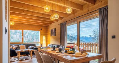 Chalet Armande, vue panoramique, standing +, 3 chambres, La clusaz et Gd Bornand