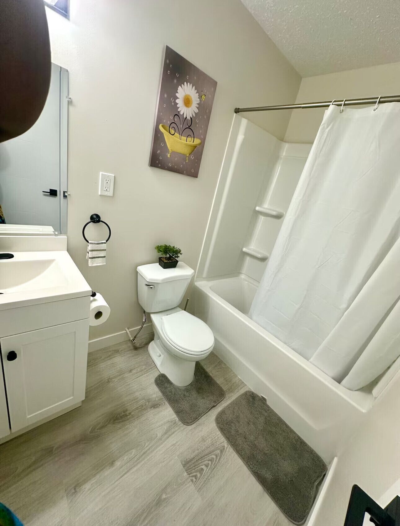 Serviettes fournies, savon, shampoing, papier toilette