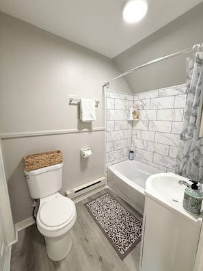 Haartrockner, Handtücher, Seife, Toilettenpapier