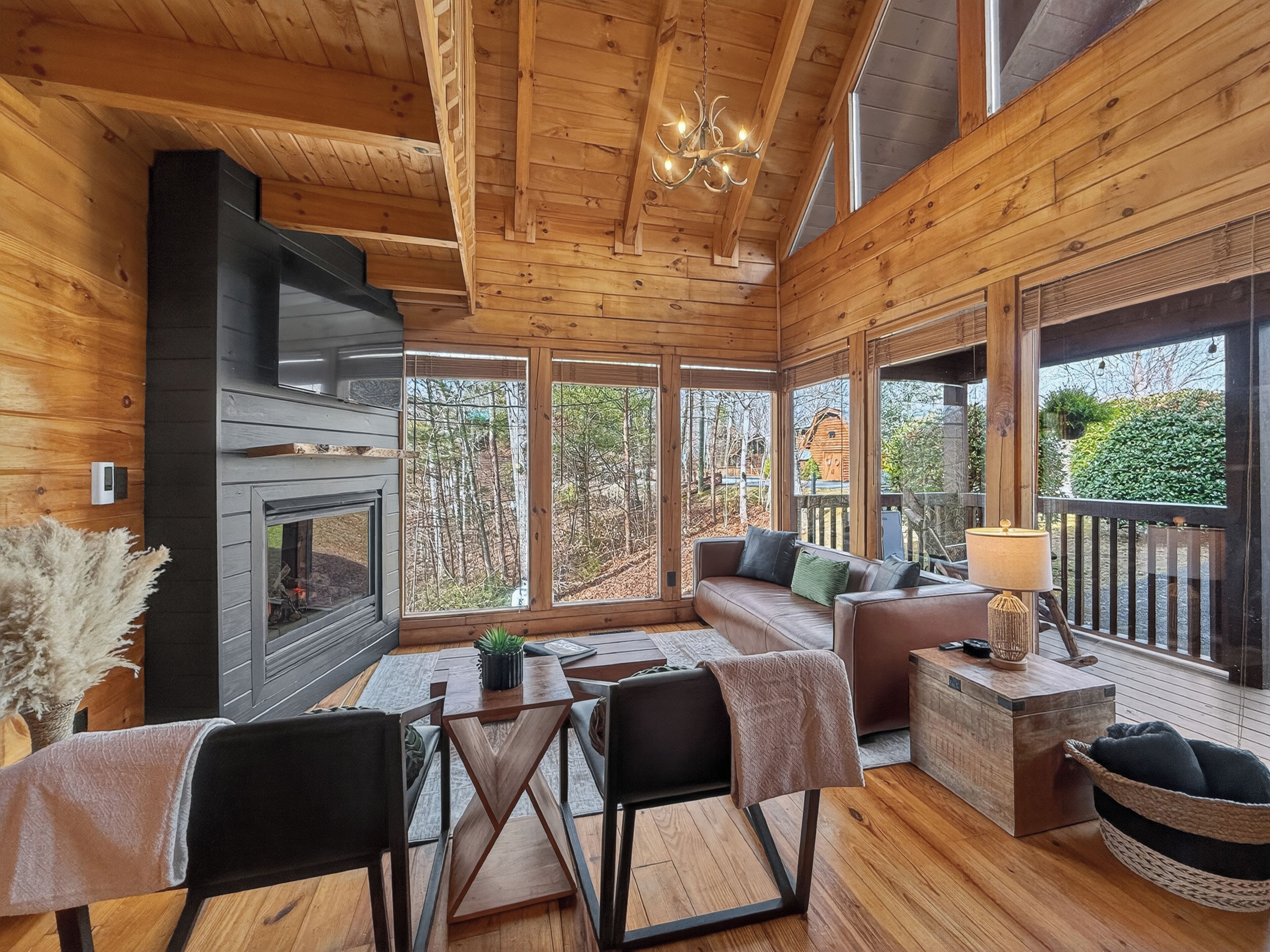 Smart TV, fireplace, video games, foosball