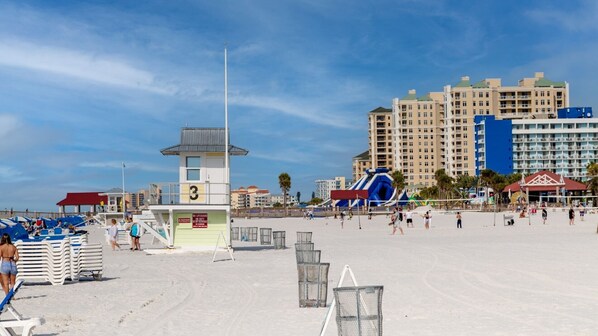 Sun-loungers, beach towels