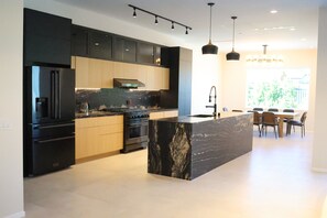 Fridge, microwave, oven, dishwasher