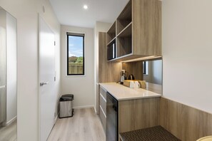 Mini-fridge, microwave