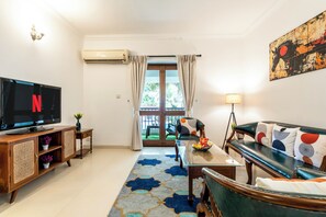 Luxury Apartment, 2 Bedrooms, Patio, Pool View | Living area - Goan Hideaway - Water (Arpora)